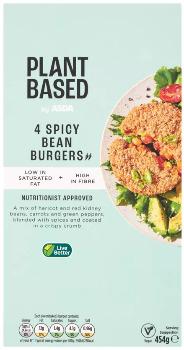 Plant Based by ASDA 4 Spicy Bean Burgers 454g