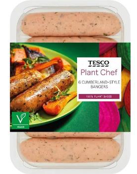 Tesco Plant Chef 6 Cumberland Style Bangers 350g